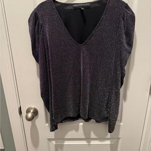 White House Black Market Glittery Black Blouse